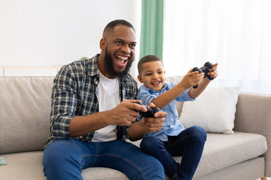 Father and son gaming