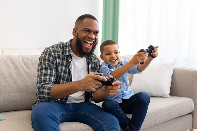 Father and son gaming