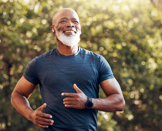 Mature man running