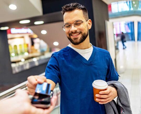 doctor with credit card