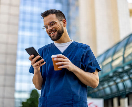 doctor on mobile phone