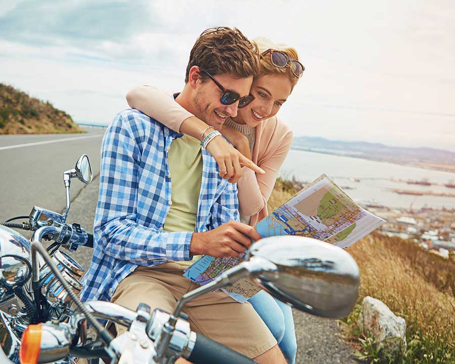 couple on motorcycle