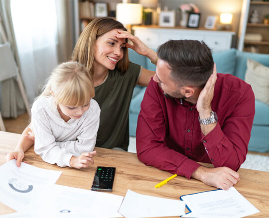 family doing bills